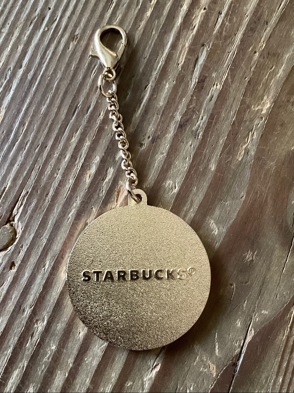 Starbucks Gold Round Logo Key & Card Holder Charm